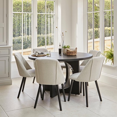 Jade Jet Black Round Acacia Wood Dining Table