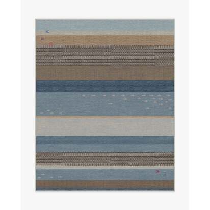 Dover Slate Blue & Natural Flatwoven Rug - 245 x 305 cm - Rug + Pad System