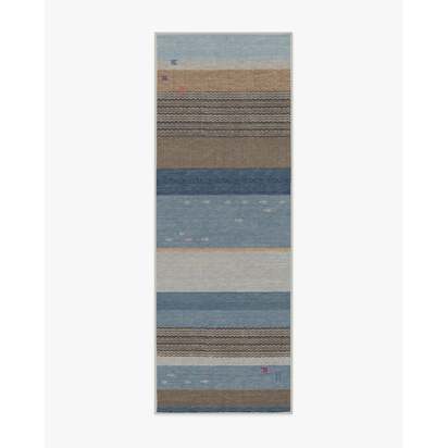 Dover Slate Blue & Natural Flatwoven Rug - 75 x 215 cm - Rug + Cushioned Pad System