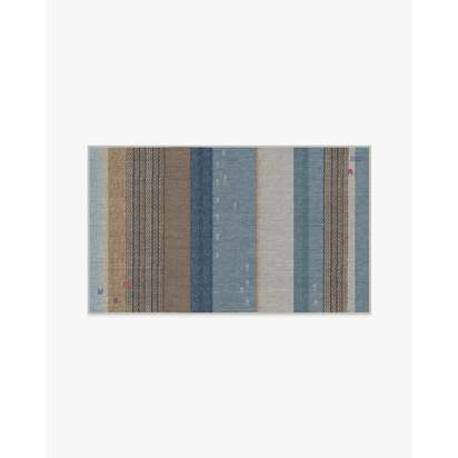 Dover Slate Blue & Natural Flatwoven Rug - 90 x 150 cm - Rug + Cushioned Pad System