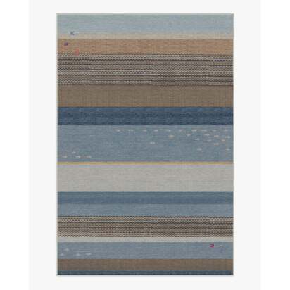 Dover Slate Blue & Natural Flatwoven Rug - 185 x 275 cm - Rug + Cushioned Pad System
