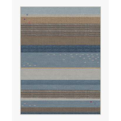 Dover Slate Blue & Natural Flatwoven Rug - 275 x 365 cm - Rug + Cushioned Pad System