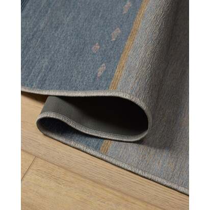 Dover Slate Blue & Natural Flatwoven Rug - 275 x 365 cm - Rug + Cushioned Pad System