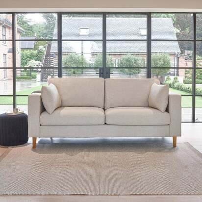 Emily 3 Seater Sofa - Sand with Pale Oak Legs