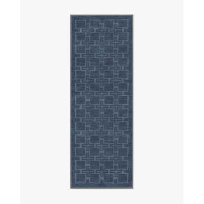 Fletcher Blue Flatwoven Rug - 75 x 215 cm - Rug + Cushioned Pad System