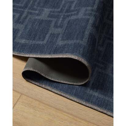 Fletcher Blue Flatwoven Rug - 75 x 215 cm - Rug + Cushioned Pad System
