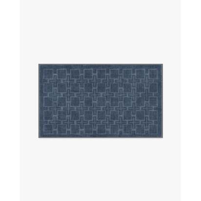 Fletcher Blue Flatwoven Rug - 90 x 150 cm - Rug + Cushioned Pad System