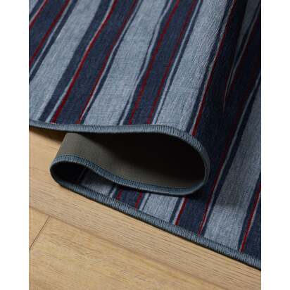 Marin Navy Flatwoven Rug - 75 x 215 cm - Rug + Cushioned Pad System