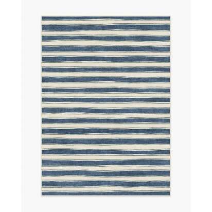 Marin Slate Blue & Neutral Flatwoven Rug - 150 x 215 cm - Rug + Pad System
