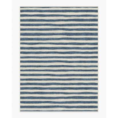 Marin Slate Blue & Neutral Flatwoven Rug - 275 x 365 cm - Rug + Pad System