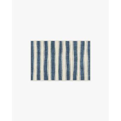 Marin Slate Blue & Neutral Flatwoven Rug - 60 x 90 cm - Rug + Cushioned Pad System