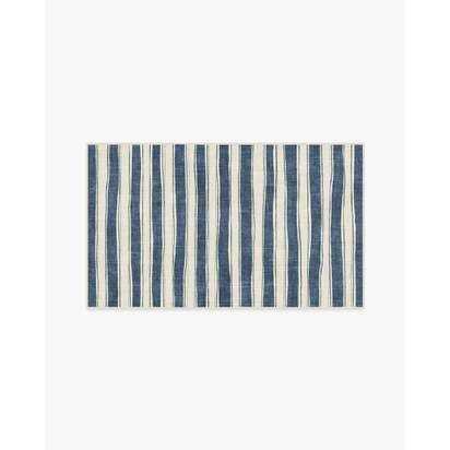 Marin Slate Blue & Neutral Flatwoven Rug - 90 x 150 cm - Rug + Cushioned Pad System