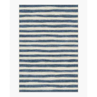 Marin Slate Blue & Neutral Flatwoven Rug - 185 x 275 cm - Rug + Cushioned Pad System