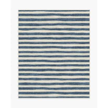 Marin Slate Blue & Neutral Flatwoven Rug - 245 x 305 cm - Rug + Cushioned Pad System