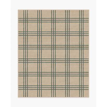 Pierre Olive & Natural Flatwoven Rug - 245 x 305 cm - Rug + Cushioned Pad System