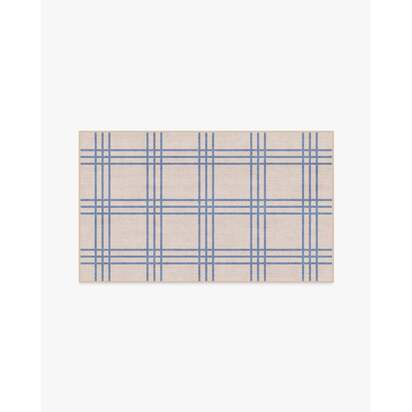 Pierre Slate Blue & Neutral Flatwoven Rug - 90 x 150 cm - Rug + Cushioned Pad System