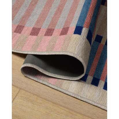 Quincy Multicolour Flatwoven Rug - 90 x 150 cm - Rug + Cushioned Pad System