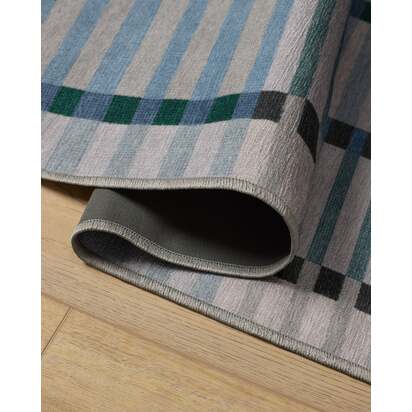 Quincy Soft Blue Flatwoven Rug - 150 x 215 cm - Rug + Cushioned Pad System