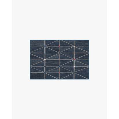 Ulysses Navy Flatwoven Rug - 60 x 90 cm - Rug + Pad System