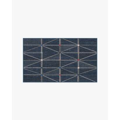 Ulysses Navy Flatwoven Rug - 90 x 150 cm - Rug + Pad System