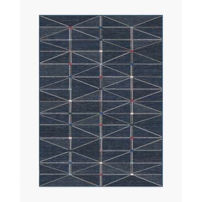 Ulysses Navy Flatwoven Rug - 150 x 215 cm - Rug + Pad System