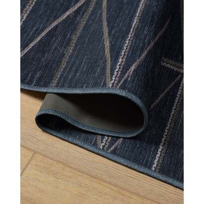 Ulysses Navy Flatwoven Rug - 150 x 215 cm - Rug + Cushioned Pad System