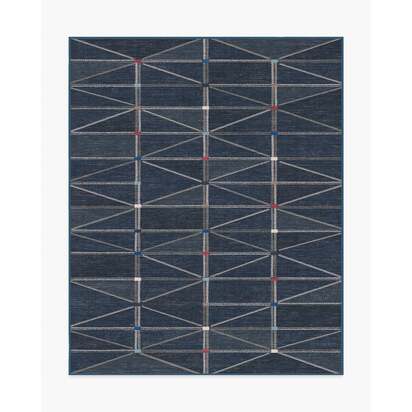 Ulysses Navy Flatwoven Rug - 245 x 305 cm - Rug + Cushioned Pad System