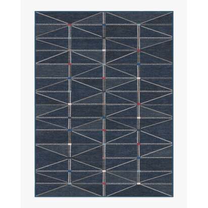 Ulysses Navy Flatwoven Rug - 275 x 365 cm - Rug + Cushioned Pad System