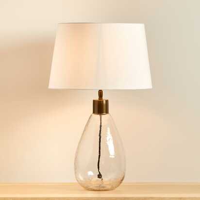 Breamore Clear Glass Lamp & Coningsby White Lampshade - 35cm