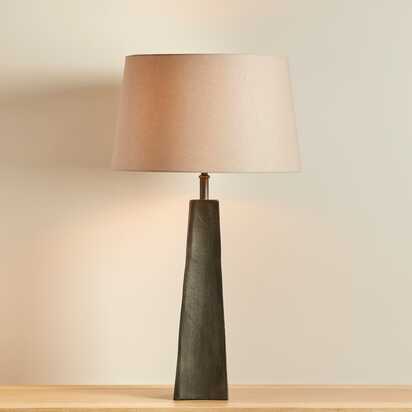 Helland Bronze Lamp & Coningsby Taupe Cotton Lampshade - 40cm