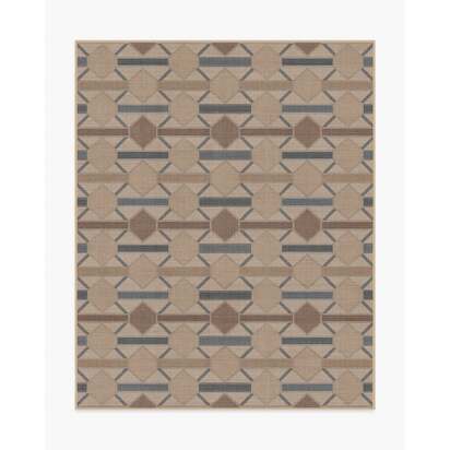 Reed Slate Blue & Natural Re-Jute Rug - 245 x 305 cm - Rug + Cushioned Pad System