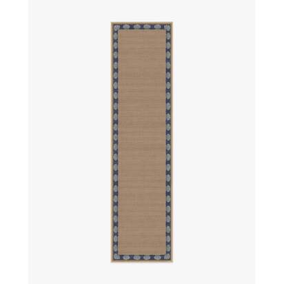 Shelley Slate Blue & Natural Re-Jute Rug - 75 x 305 cm - Rug + Pad System