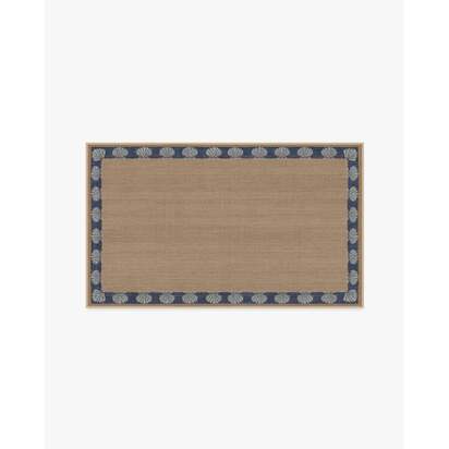 Shelley Slate Blue & Natural Re-Jute Rug - 90 x 150 cm - Rug + Pad System