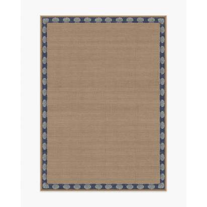 Shelley Slate Blue & Natural Re-Jute Rug - 150 x 215 cm - Rug + Pad System