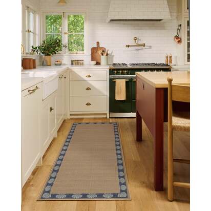 Shelley Slate Blue & Natural Re-Jute Rug - 245 x 305 cm - Rug + Pad System