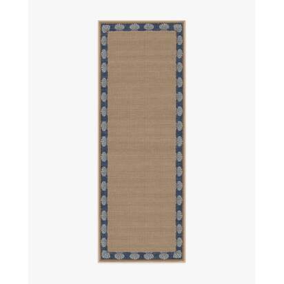 Shelley Slate Blue & Natural Re-Jute Rug - 75 x 215 cm - Rug + Cushioned Pad System