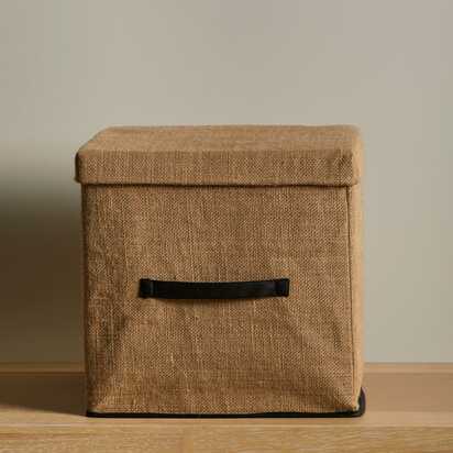 Cara 8 Cube Storage Unit in Chalk White & 4 Jute Handled Box Drawers