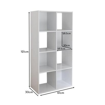 Cara 8 Cube Storage Unit in Chalk White & 4 Jute Handled Box Drawers