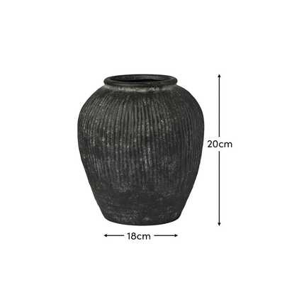 Anze 20cm Terracotta Vase - Rustic Black