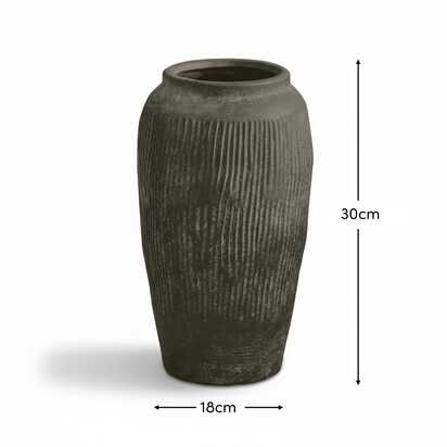Anze 30cm Terracotta Vase - Rustic Black