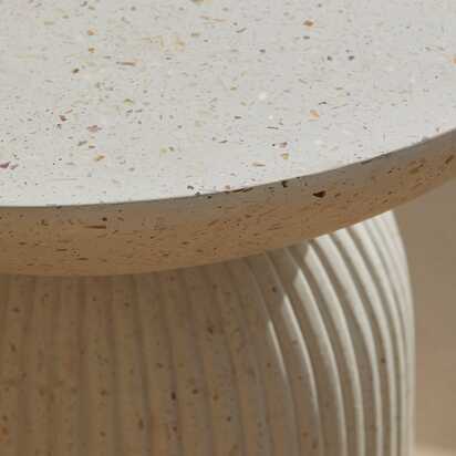 Zaliki Concrete Round Side Table - Pearl Terrazzo