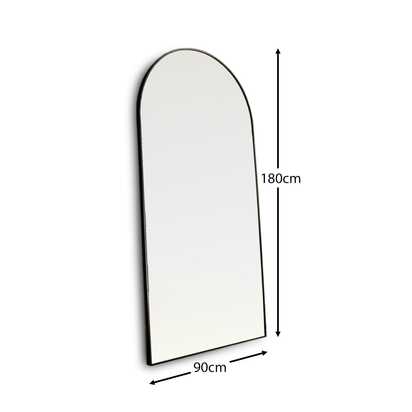 Ingham 180 x 90cm Metal Arch Floor Mirror - Black