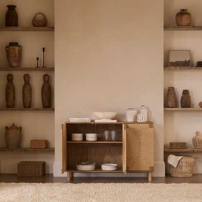Paloma Natural Weave 3 Door Large Sideboard - Natural Oak