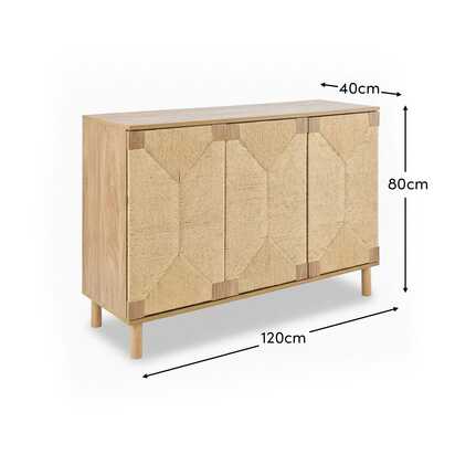 Paloma Natural Weave 3 Door Large Sideboard - Natural Oak