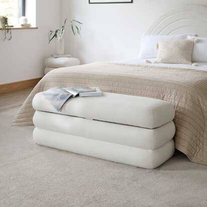 Fleur Large Ottoman Footstool - Chalk White Boucle