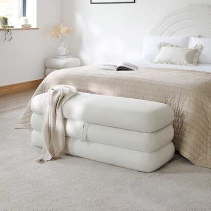 Fleur Large Ottoman Footstool - Ivory