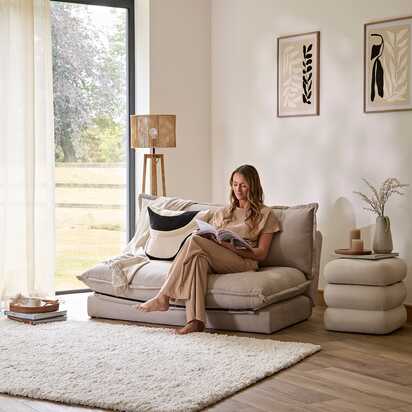 Fleur Ottoman Footstool - Chalk White Boucle