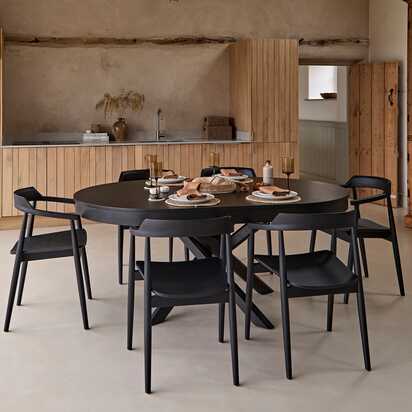 Amelia Black Oak Oval Extendable Dining Table