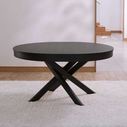 Amelia Black Oak Oval Extendable Dining Table
