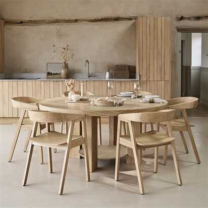 Marlon Whitewash Oak Round Dining Table - Large